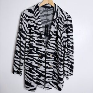NWT Misook Black‎ White Zebra Print Knit Heritage Fit Jacket 1X Minimalist Bold